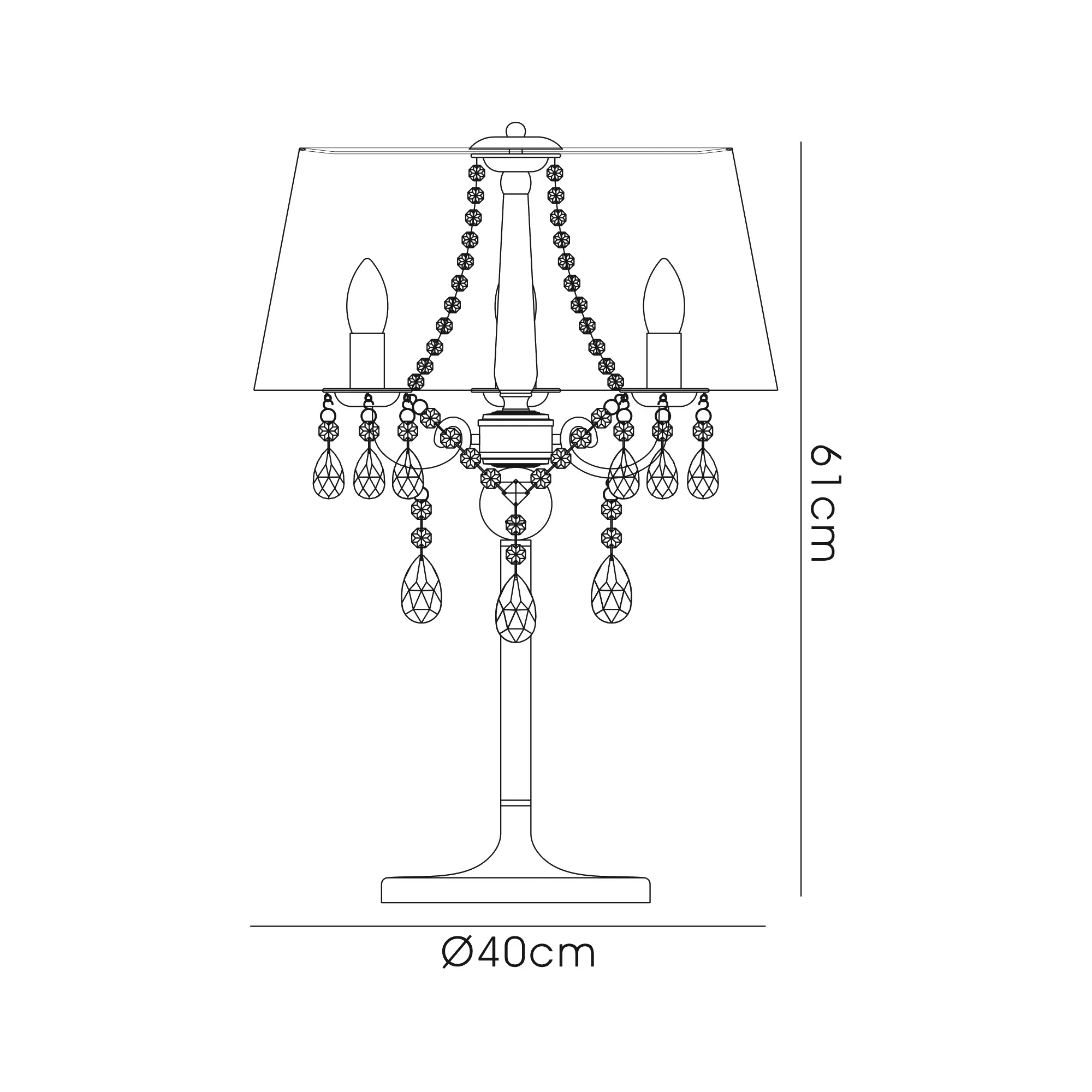 Olivia Crystal 61cm 3 Light Table Lamp IL30062/GY  Diyas Olivia Polished Chrome-Grey